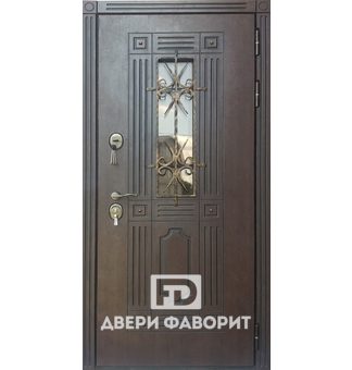 дверь стальная с темя петлями, стеклом, ковкой и терморазрывом