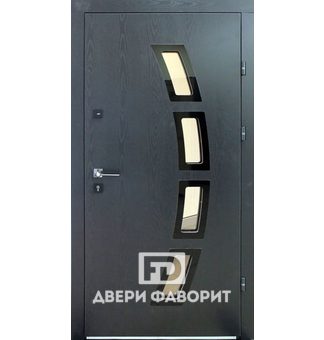 металлическая дверь со стеклопакетами в коттедж