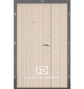 стальная недорогая двустворчатая дверь с отделкой ламинат и порошковый окрас