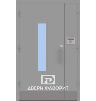 металлическая двустворчатая дверь, отделка цинкогрунт, магнитный замок