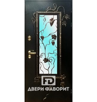 дверь стальная уличная с ковкой в виде винограда
